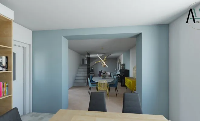 Conception et visuels 3D - Coaching en aménagement - Rénovation d'une maison des années 70, Villefranche-sur-Saône, ALB archidinterieur